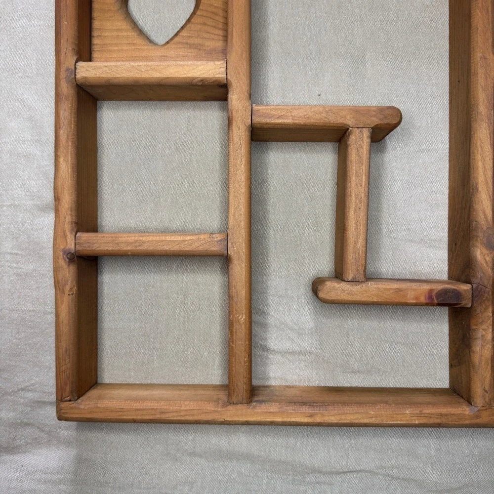 Vintage CottageCore Wood Heart Shadow Box Wall Display Shelf Trinkets Large